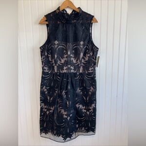 Yoana Baraschi dress black size 12 women, lace, silk mock neck sleeveless